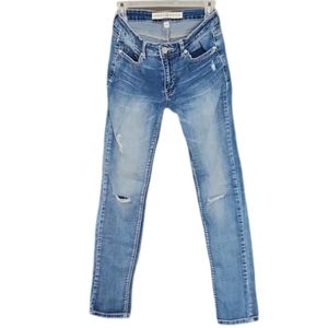 Ashley Mason Distressed Skinny Blue Denim Jeans Women's Jr. Size 7